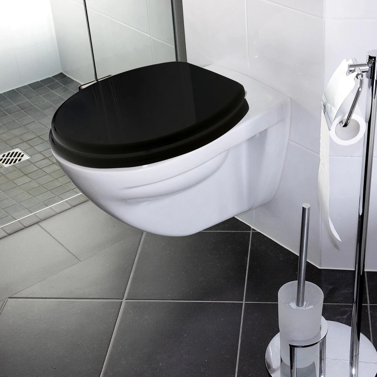 Casaria Wc-bril Met Deksel Sluitingsmechanisme Toiletzitting MDF Zwart 10 Casaria Wc-bril Met Deksel Sluitingsmechanisme Toiletzitting MDF Zwart - Afbeelding 8