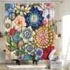 Ulticool Douchegordijn - Bloemen Natuur Kunst - 180 X 200 Cm - Semi Transparant - Met 12 Ringen Wit - Anti Schimmel - Multi Color -Badkamerproducten Winkel 1200x1200 289