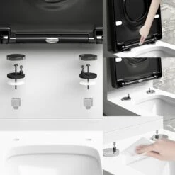 Kamyra® Antibacteriële Toiletbril Met Verkleiner & Softclose - Voor Volwassenen/Kinderen - Toiletbrillen, WC Bril, Brillen, Toiletzitting - D-Vorm - 45.4x36.1 Cm - Zwart -Badkamerproducten Winkel 1200x1200 2931