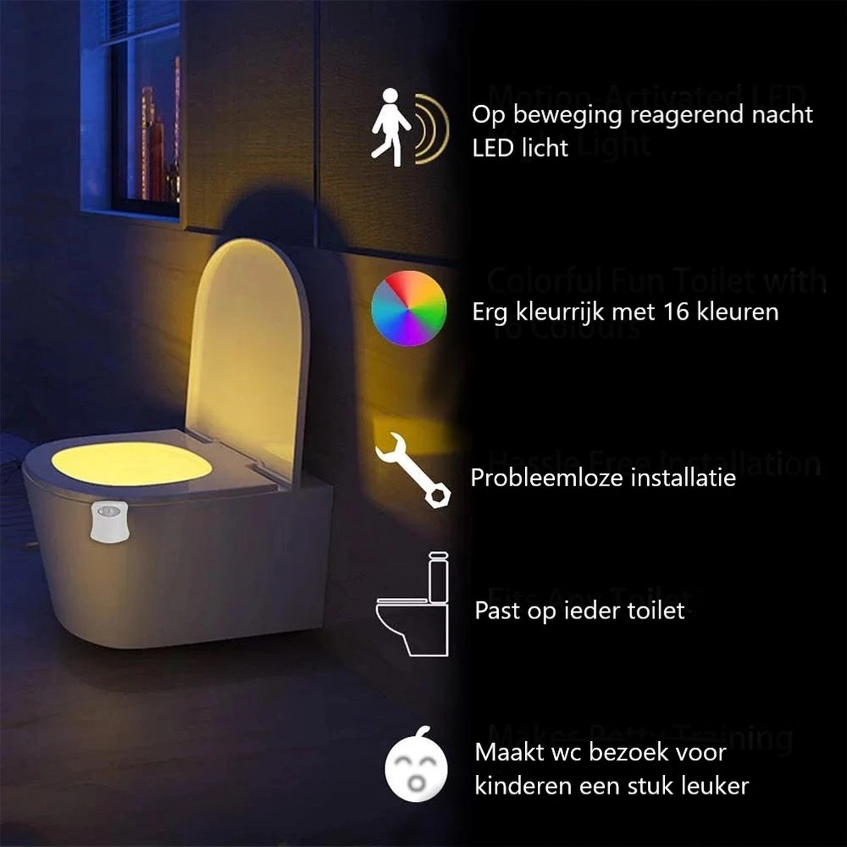 Toiletpotverlichting - Toiletpotverlichting 16 Kleuren - Toiletpot - Verlichting - Toilet Lamp - Nachtlampje Met Bewegingssensor - LED - WC - Toiletpotverlichting Met Sensor - Toiletpot Verlichting 5 Toiletpotverlichting - Toiletpotverlichting 16 Kleuren - Toiletpot - Verlichting - Toilet Lamp - Nachtlampje Met Bewegingssensor - LED - WC - Toiletpotverlichting Met Sensor - Toiletpot Verlichting - Afbeelding 3