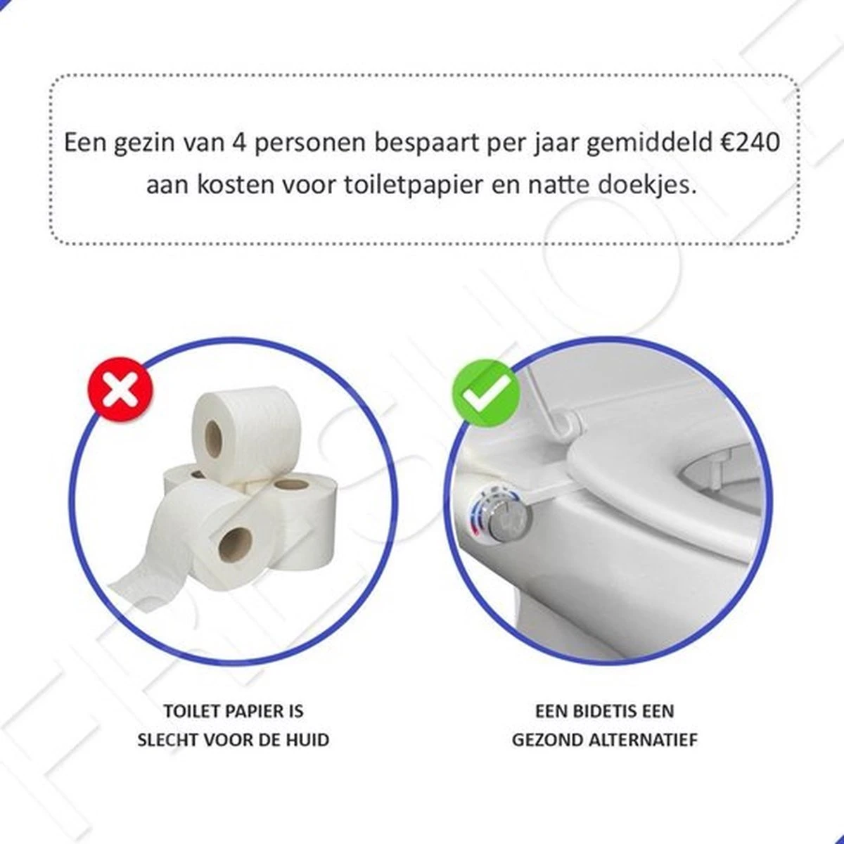 Bidet Handdouche Toilet Sproeier Shattaf Sprayer WC Papier Besparend - Enkel Spray Koud Water - Badkamer Accessoires - Freshole® 4 Bidet Handdouche Toilet Sproeier Shattaf Sprayer WC Papier Besparend - Enkel Spray Koud Water - Badkamer Accessoires - Freshole® - Afbeelding 2