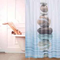 Relaxdays Douchegordijn Stenen Water 180 X 180 Cm - Anti-schimmel Badkamer Gordijn - Bad -Badkamerproducten Winkel 1200x1200 296