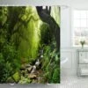 Ulticool Douchegordijn - Regenwoud Natuur Eco Planten Waterval - 180 X 200 Cm - Semi Transparant - Met 12 Ringen Wit - Anti Schimmel - Groen -Badkamerproducten Winkel 1200x1200 319