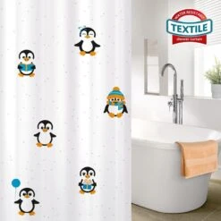 FUNNY PENGUINS - Waterdicht Douchegordijn - Met GRATIS 12 Ringen - Anti-Schimmel Badkamer Gordijn - Wasbaar - 100% Polyester - Pinguins Design - 180X180 CM 12 FUNNY PENGUINS - Waterdicht Douchegordijn - Met GRATIS 12 Ringen - Anti-Schimmel Badkamer Gordijn - Wasbaar - 100% Polyester - Pinguins Design - 180X180 CM -Badkamerproducten Winkel 1200x1200 333