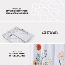 RX Goods Gekleurde Natuur Bloemen Douchegordijn - 180x180cm - Incl. 12 Ringen - Waterafstotend – Polyester 10 RX Goods Gekleurde Natuur Bloemen Douchegordijn - 180x180cm - Incl. 12 Ringen - Waterafstotend – Polyester -Badkamerproducten Winkel 1200x1200 341