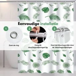 VAIVE Douchegordijn Groen 180x200 - Anti Schimmel - Douchegordijnen - Ringen 10 VAIVE Douchegordijn Groen 180x200 - Anti Schimmel - Douchegordijnen - Ringen -Badkamerproducten Winkel 1200x1200 361