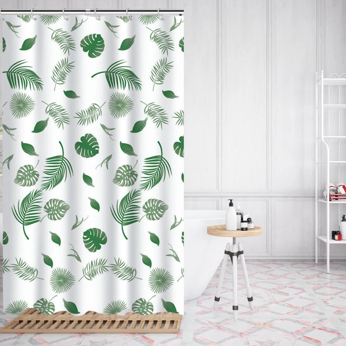 VAIVE Douchegordijn Groen 180x200 - Anti Schimmel - Douchegordijnen - Ringen 6 VAIVE Douchegordijn Groen 180x200 - Anti Schimmel - Douchegordijnen - Ringen - Afbeelding 4