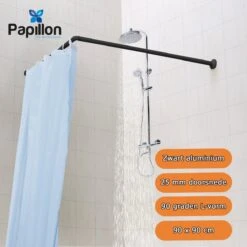 Papillon Douchegordijnstang - 90x90 Cm - Aluminium - Zwart -Badkamerproducten Winkel 1200x1200 408