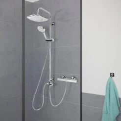 Cornat® SQUARE NEO - Roestvrij Staal Doucheset – Industrieel - Hoofd- En Handdouche - Douchesysteem - Waterbesparend – Reno Functie -Badkamerproducten Winkel 1200x1200 480