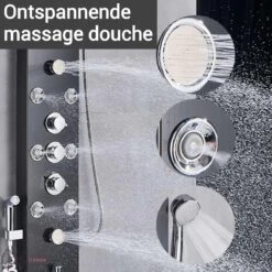 Douchepaneel Met Massage - Regendouche - Massage Jets - Waterval Douche - Met Thermostaatkraan En Handdouche - Zwart - Opbouw - Douchekop - Flanner® -Badkamerproducten Winkel 1200x1200 573