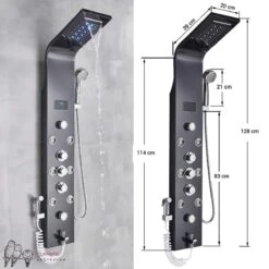 Douchepaneel Met Massage - Regendouche - Massage Jets - Waterval Douche - Met Thermostaatkraan En Handdouche - Zwart - Opbouw - Douchekop - Flanner® -Badkamerproducten Winkel 1200x1200 575