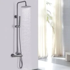 LOMAZOO Regendouche Met Thermostaatkraan - Douche Badkamer - Gun Metal / Antraciet [LYNN] -Badkamerproducten Winkel 1200x1200 592