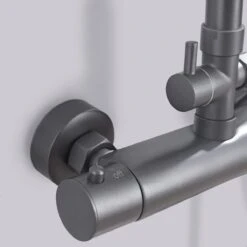 LOMAZOO Regendouche Met Thermostaatkraan - Douche Badkamer - Gun Metal / Antraciet [LYNN] -Badkamerproducten Winkel 1200x1200 594