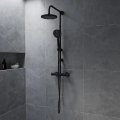 4bathroomz® Zwarte Regendouche Met Thermostatische Kraan - 20cm Hoofddouche -Badkamerproducten Winkel 1200x1200 597