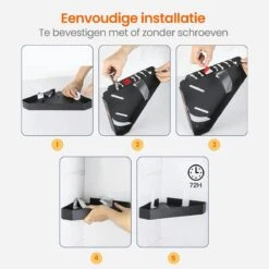 Goliving Doucherek 2 Laags - Doucherek Zonder Boren - Doucherekje Hoek - Douchemandje - Badkamerrek - Badkamer Accessoires - Zwart -Badkamerproducten Winkel 1200x1200 635