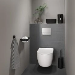Tiger Tess - Toiletrolhouder Met Planchet - 32,1 Cm - Zwart / Antraciet -Badkamerproducten Winkel 1200x1200 640