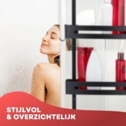 SIAFOSS Doucherek Zonder Boren Doucherek Hangend - 100% Stevig - 100% RVS - Hangend Badkamerrekje - Doucherek Aan Douchewand - Badkamer Accessoires - RVS Zwart - 2 Laags - Douchemand -Badkamerproducten Winkel 1200x1200 662