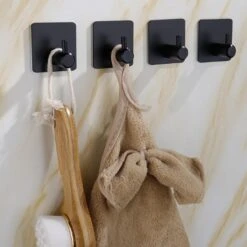 Merkloos Handdoekhaak Set Van 4 Stuks Zonder Boren RVS Zwart Vierkant Zelfklevend Badjas Theedoek Hanger Keuken Badkamer Handdoek Haakjes -Badkamerproducten Winkel 1200x1200 688