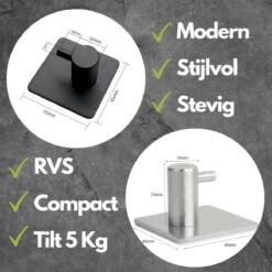 Merkloos Handdoekhaak Set Van 4 Stuks Zonder Boren RVS Zwart Vierkant Zelfklevend Badjas Theedoek Hanger Keuken Badkamer Handdoek Haakjes -Badkamerproducten Winkel 1200x1200 689