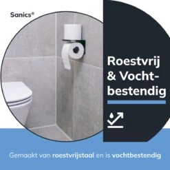 Sanics WC Rolhouder Zwart – Toiletrolhouder Zonder Boren – Met Plankje - Zelfklevend - RVS -Badkamerproducten Winkel 1200x1200 693