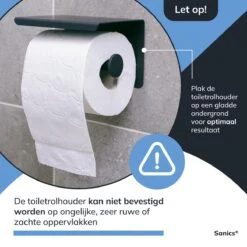 Sanics WC Rolhouder Zwart – Toiletrolhouder Zonder Boren – Met Plankje - Zelfklevend - RVS -Badkamerproducten Winkel 1200x1200 694