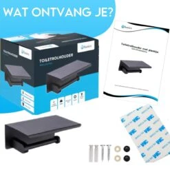 Sanics WC Rolhouder Zwart – Toiletrolhouder Zonder Boren – Met Plankje - Zelfklevend - RVS -Badkamerproducten Winkel 1200x1200 696