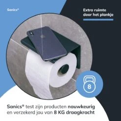Sanics WC Rolhouder Zwart – Toiletrolhouder Zonder Boren – Met Plankje - Zelfklevend - RVS -Badkamerproducten Winkel 1200x1200 697