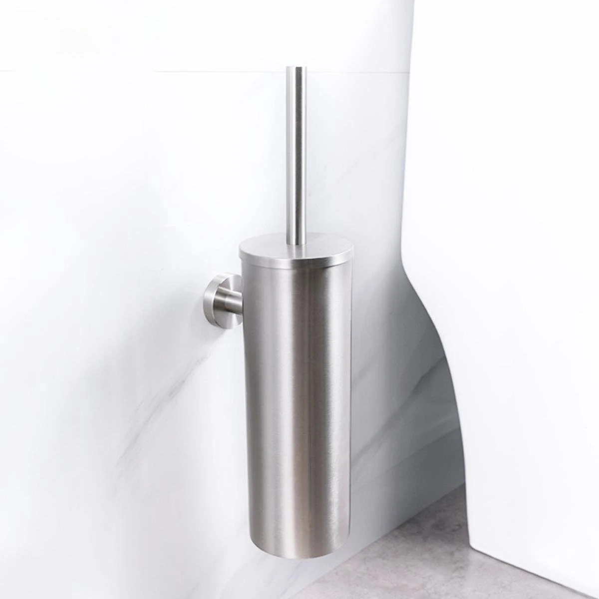 VDN Stainless Toiletborstel Met Houder - Toiletborstelhouder - Zilver - Wc Borstel Met Houder - RVS - Hangend 4 VDN Stainless Toiletborstel Met Houder - Toiletborstelhouder - Zilver - Wc Borstel Met Houder - RVS - Hangend - Afbeelding 2