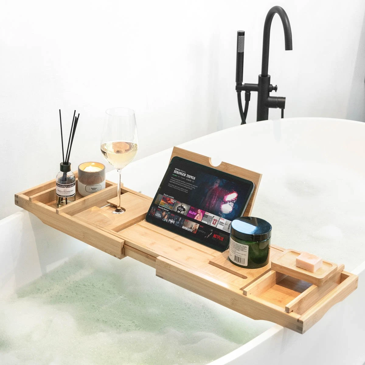 IMoshion Badplank Voor In Bad - Dienblad Inclusief Pootjes - Tablet Houder - Badrek Uitschuifbaar 75 Tot 110 Cm - Lichtbruin 9 IMoshion Badplank Voor In Bad - Dienblad Inclusief Pootjes - Tablet Houder - Badrek Uitschuifbaar 75 Tot 110 Cm - Lichtbruin - Afbeelding 7