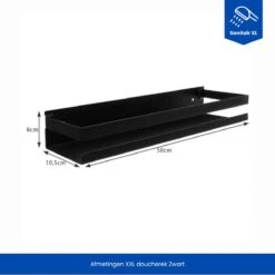 SanitairXL - Doucherek Zwart RVS - 50 Cm Breed - Badkamer Rekje - Douche Rekje - Wandrekje - Hangend Doucherek - Keuken Wandrek -Badkamerproducten Winkel 1200x1200 720