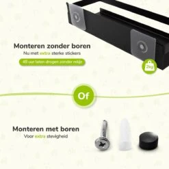 Doucherek Zwart 30 CM - Badkamer Rekje Douche - Zonder Boren - Douchemandje -Badkamerproducten Winkel 1200x1200 747