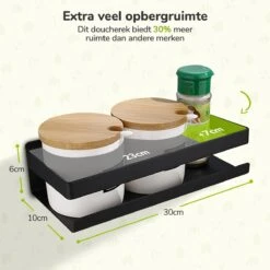 Doucherek Zwart 30 CM - Badkamer Rekje Douche - Zonder Boren - Douchemandje -Badkamerproducten Winkel 1200x1200 748