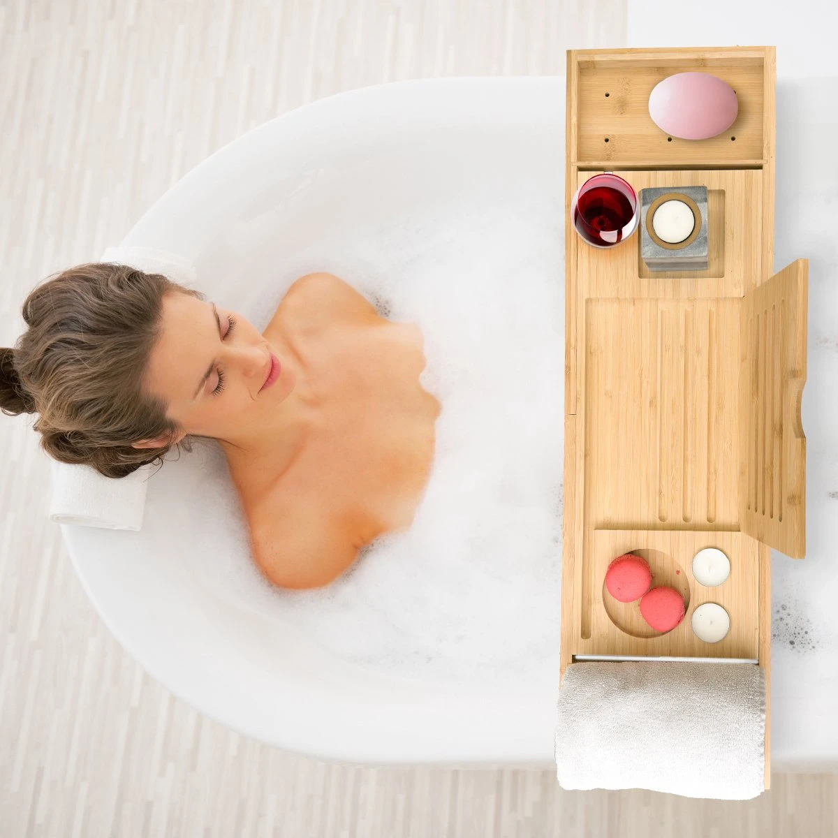 Sleepydays Luxe Badplank – Badplank Voor In Bad – Badrek - Uitschuifbaar - 75-100 Cm 6 Sleepydays Luxe Badplank – Badplank Voor In Bad – Badrek - Uitschuifbaar - 75-100 Cm - Afbeelding 4