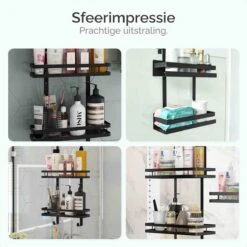 Goliving Doucherek - Doucherek Zonder Boren - Hangend Doucherek - RVS - Twee Laags - Zwart -Badkamerproducten Winkel 1200x1200 776