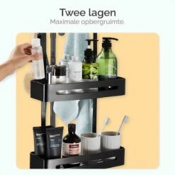 Goliving Doucherek - Doucherek Zonder Boren - Hangend Doucherek - RVS - Twee Laags - Zwart -Badkamerproducten Winkel 1200x1200 779