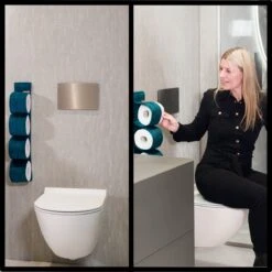 Reserverolhouder Hangend – Toiletrolhouder – Reserve Rolhouder – Zonder Boren – Rolhouder - Muur – Zwart - Antraciet - STOF & SPETTERVRIJ -Badkamerproducten Winkel 1200x1200 784