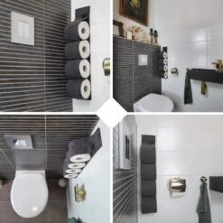 Reserverolhouder Hangend – Toiletrolhouder – Reserve Rolhouder – Zonder Boren – Rolhouder - Muur – Zwart - Antraciet - STOF & SPETTERVRIJ -Badkamerproducten Winkel 1200x1200 786