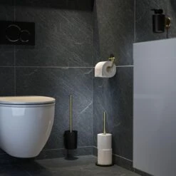 Tiger Tune - Toiletaccessoireset - Toiletborstel Met Houder - Toiletrolhouder Zonder Klep - Handdoekhaak – Messing Geborsteld / Zwart -Badkamerproducten Winkel 1200x1200 806