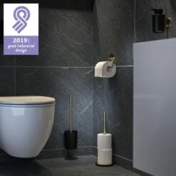 Tiger Tune - Toiletaccessoireset - Toiletborstel Met Houder - Toiletrolhouder Zonder Klep - Handdoekhaak – Messing Geborsteld / Zwart -Badkamerproducten Winkel 1200x1200 807