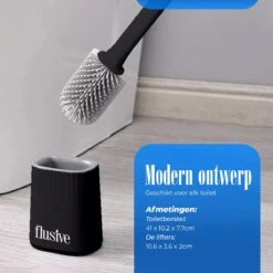 Flusive WC Borstel Met Houder Inclusief Ophangsysteem - Siliconen Toiletborstel - 2 Lifters - Flexibel - Zwart -Badkamerproducten Winkel 1200x1200 867