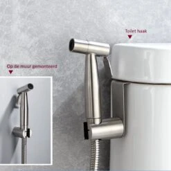 Merkloos Bidet Handdoucheset Uit Geborsteld RVS - Shattaf - Met Slang, T-stuk & Wandhouder -Badkamerproducten Winkel 1200x1200 89