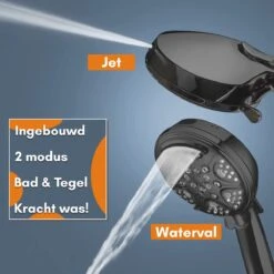 Salvano Douchekop - Waterbesparend - Hoge Kwaliteit - Handdouche - 9 Standen - Zwart 2023 Pro -Badkamerproducten Winkel 1200x1200 9