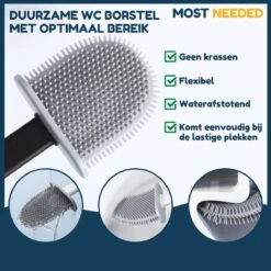 Merkloos Most Needed WC Borstel Met Houder - Siliconen Borstel - Duurzaam - Vrijstaand Of Hangend - Zwart -Badkamerproducten Winkel 1200x1200 953