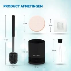 WITTS WC Borstel Met Houder - Staand Of Hangend – Mat Zwart - Incl. Absorberende Pad -Badkamerproducten Winkel 1200x1200 966