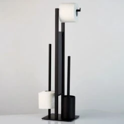 WENKO Toiletbutler Rivalta Zwart - Toiletborstel Met Houder, Toiletrolhouder En Reserverolhouder -Badkamerproducten Winkel 1200x1200 976