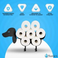 Sanics Reserverolhouder Vrijstaand - Hangend - Wandhouder - Hond - Zwart - Dier -Badkamerproducten Winkel 1200x1200 994