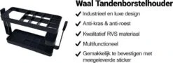 Merkloos Waal Tandenborstel Houder - Tandenborstel Doosje - Tandenborstel Koker - Zwart - RVS - Staand Of Zelfklevend -Badkamerproducten Winkel 1200x436 1