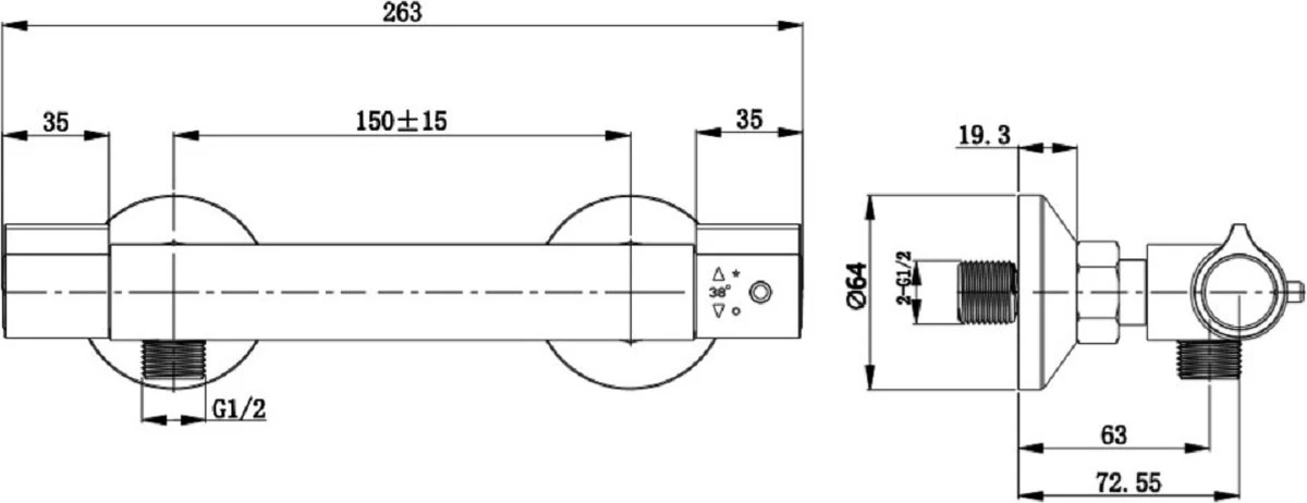 SCHÜTTE Vico Thermostatische Douchekraan - Chroom - 150 Mm Hartafstand 5 SCHÜTTE Vico Thermostatische Douchekraan - Chroom - 150 Mm Hartafstand - Afbeelding 3