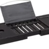 ACAZA Badrekje - Uitschuifbare Bamboe Bad Brug (Min 70 Cm - Max 105cm) - Verstelbare Plank Voor In Bad Met Tablet Houder - Zwart