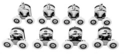 T.R. Goods - Douchedeur Wielen Set Van 8 Stuks Verchroomd - Roestvrij Verchroomd - Reserve Douche Deur Rollers Geleiders Rolletjes - Schuifdeur Katrollen Douchecabine Wieltjes - Set Van 8 Stuks -Badkamerproducten Winkel 1200x522